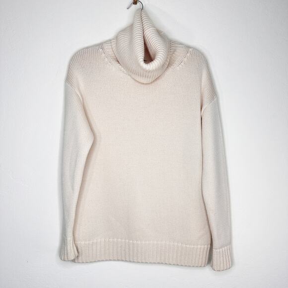 Joseph Chunky Knit Sloppy Joe Ivory Cream Wool Turtleneck Pullover Sweater Small - Picture 3 of 14